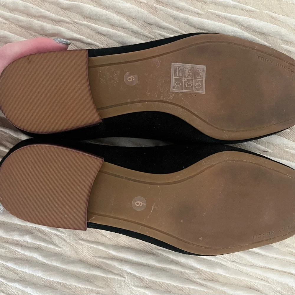 Tory Burch Black Suede Logo Loafers